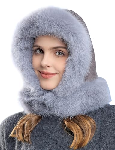 FEOYA Damen Wintermütze Fleece gefütterter Schal Kopfbedeckung Winddicht Balaclava Hut Kälteschutz Ski Schnee Boarding Beanie Hut C1 von FEOYA