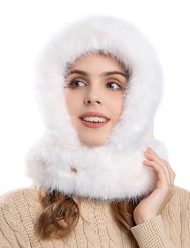 FEOYA Damen Wintermütze Fleece gefütterter Schal Kopfbedeckung Winddicht Balaclava Hut Kälteschutz Ski Schnee Boarding Beanie Hut C3 von FEOYA