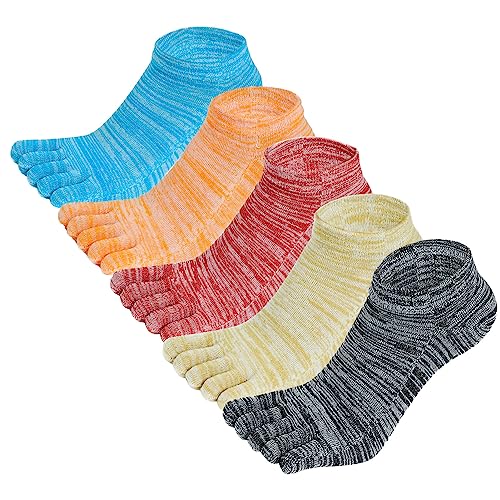 FEOYA Damen Zehensocken aus Baumwolle Bunte Sneaker Socks Fünf Finger Socken für Laufen Sport Freizeit A-Multifarbe 1 von FEOYA