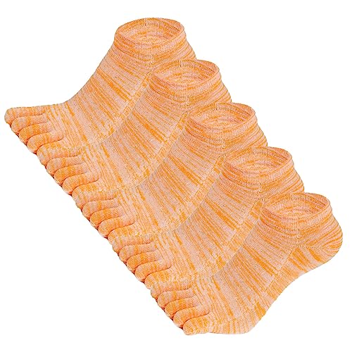 FEOYA Damen Zehensocken aus Baumwolle Bunte Sneaker Socks Fünf Finger Socken für Laufen Sport Freizeit A-Orange von FEOYA