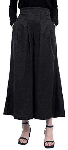 FEOYA Damenhose aus Leinenmischgewebe hohe Taille Zigarrenhose weites Bein fließend lässig bauschig Frühling Sommer Herbst Größe 34-46 von FEOYA