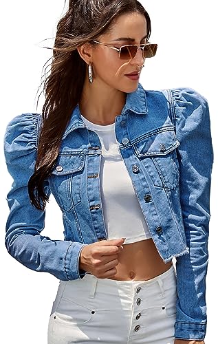 FEOYA Damenjacke Kurze Jeansjacke Denim Jacket Slim Freizeitjacke Langarm Leichte Jacke XS von FEOYA