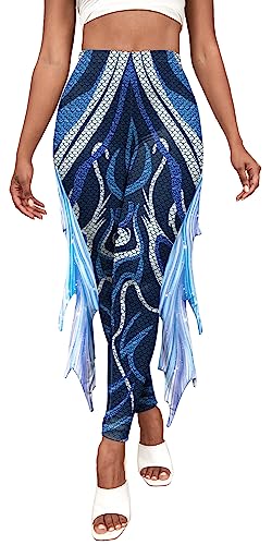 FEOYA Damenleggings 3D Meerjung Print Sport Leggings Damen High Waist Scrunch Butt Legging Gym Workout Sporthose Seamless Yoga Hosen für Karneval Kostüm Alltag Halloween Rollenspiel Party P M von FEOYA