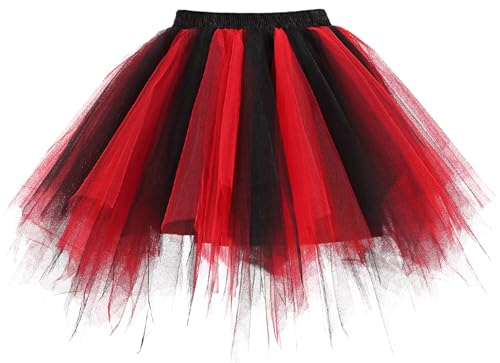 FEOYA Damenrock Tüllrock Elastisch Band Tutu 50er Karneval Tanzkleid Unterkleid Petticoat Kleid von FEOYA