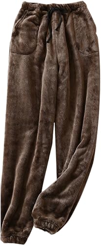FEOYA Damne Warme Pyjamahose Lang Plüsch Flauschige Schlafanzughose Flanell Fleece Pyjama Hose Fuzzy Loungewear Haushose Kaffee S FEOYA Damne Warme Pyjamahose Lang Plüsch Flauschige Schlafanzughose Flanell Fleece Pyjama Hose Fuzzy Loungewear Haushose Kaffee S von FEOYA