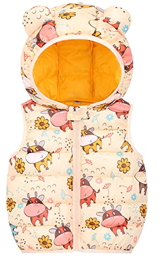 FEOYA Daunenweste Kinder Wasserabweisend mit Kapuze Leichter ärmelloser Mantel Winter Niedliche Westen mit Zwei Taschen Rosa 90cm von FEOYA