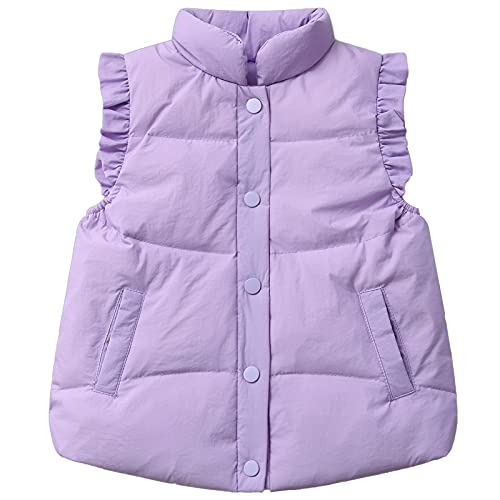 FEOYA Daunenweste Kinder Weste Winter Steppweste Jungen Winterweste Mädchen Ärmellos Winterjacke-110-Lila von FEOYA