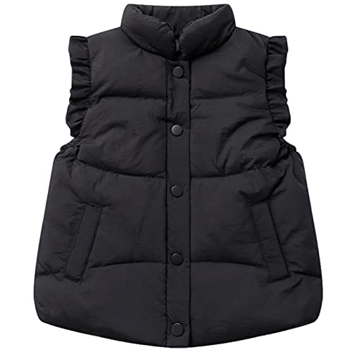 FEOYA Daunenweste Kinder Weste Winter Steppweste Jungen Winterweste Mädchen Ärmellos Winterjacke-110-Schwarz von FEOYA