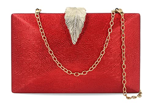 FEOYA Elegante Abendtasche Damen Clutch Rot für Hochzeit Handtasche Damen von FEOYA