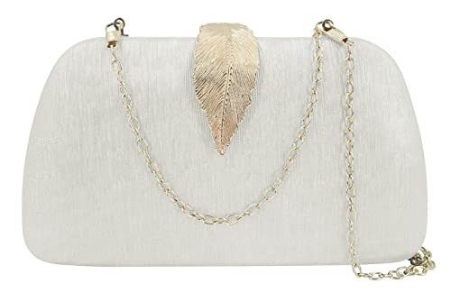 FEOYA Elegante Abendtasche Damen Clutch Weiß für Hochzeit Handtasche Damen von FEOYA