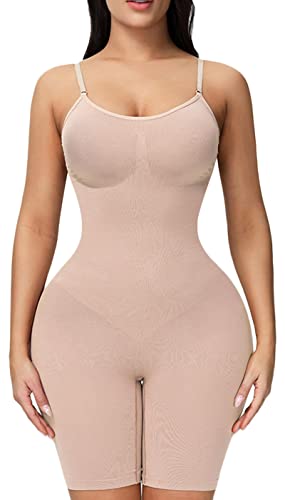 FEOYA Fajas Body Shaper für Frauen Straffe Bauchkontrolle Shapewear Butt Lifter Bodysuit Damen All In One Body Shaper Seamless Shapewear Body Shaper Shorts Apricot L von FEOYA