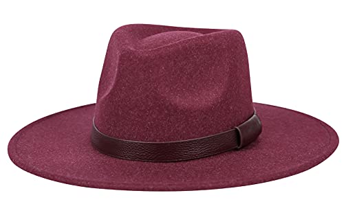 FEOYA Fedora Hut Damen Weinrot Breit krempe Filzhut Panama Hut Mafia Gangster 1920s Gatsby Kostüm Accessoires von FEOYA