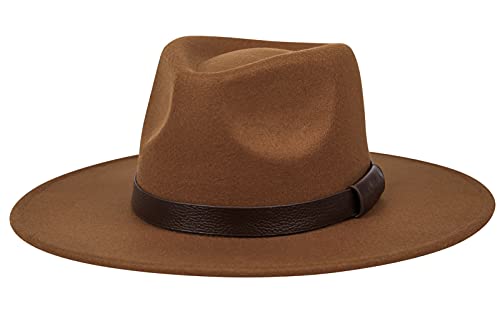 FEOYA Fedora Hut Herren Braun Breit krempe Filzhut Panama Hut Mafia Gangster 1920s Gatsby Kostüm Accessoires von FEOYA