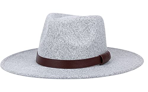 FEOYA Fedora Hut Herren Grau Breitkrempe Filzhut Panama Hut Mafia Gangster 1920s Gatsby Kostüm Accessoires von FEOYA