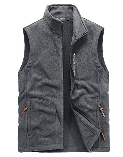 FEOYA Fleece Weste Herren Outdoor Weste Herren Bodywarmer Herbst Winter Weste Herren ärmellos Fleeceweste Männer Grau M von FEOYA