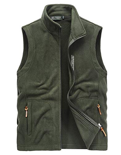 FEOYA Fleece Weste Herren Outdoor Weste Herren Bodywarmer Herbst Winter Weste Herren ärmellos Fleeceweste Männer Grün L von FEOYA