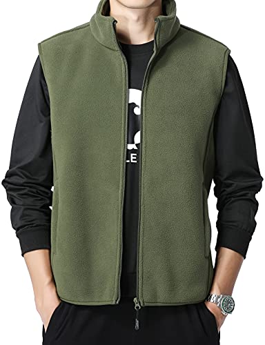 FEOYA Fleece Weste Herren Outdoor Weste Herren Bodywarmer Herbst Winter Weste Herren ärmellos Fleeceweste Männer Schwarz EU L=Etikette 5XL von FEOYA