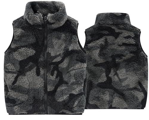 FEOYA Fleece Weste für Baby Ärmellos Flauschig FleeceJacken Jungen Mädchen Stehkragen Warm Winterweste Leichte Outdoorweste Kinderweste mit Reißverschluss 130 von FEOYA