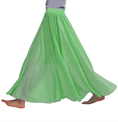 FEOYA Frauen Baumwolle Leinen Double Layer Elastische Taille Langen Rock Strand Festlich Freizeit Maxi Rock von FEOYA