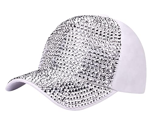 FEOYA Frauen Männer Baseballkappe Nieten Strass Kristalle Mützen Einstellbare Shiny Bling Casual Sports Cap Atmungsaktive Sonnenhüte A1 von FEOYA