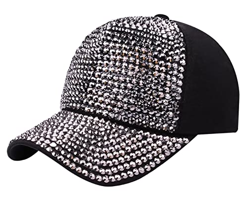 FEOYA Frauen Männer Baseballkappe Nieten Strass Kristalle Mützen Einstellbare Shiny Bling Casual Sports Cap Atmungsaktive Sonnenhüte A2 von FEOYA