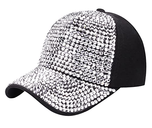 FEOYA Frauen Männer Baseballkappe Nieten Strass Kristalle Mützen Einstellbare Shiny Bling Casual Sports Cap Atmungsaktive Sonnenhüte A3 von FEOYA