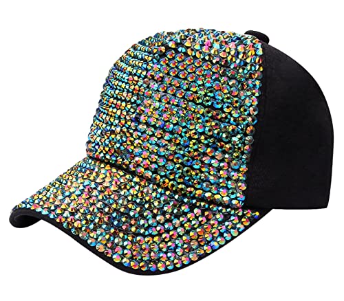 FEOYA Frauen Männer Baseballkappe Nieten Strass Kristalle Mützen Einstellbare Shiny Bling Casual Sports Cap Atmungsaktive Sonnenhüte A5 von FEOYA