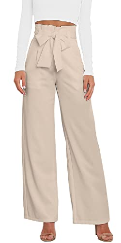 FEOYA Gerade Geschnittene Damenhose Hohe Taille mit Gürtel Lässige Mode Pants für Büro S von FEOYA