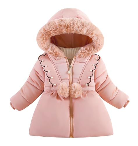 FEOYA Girls Wintermantel Winter Teddy Kids Jacke Fleece Glänzend Baby Mantel Warm Pelzkragen Mädchen Kindermantel Puffer Plüsch Steppmantel Wasserdicht Schnee Gefüttert Mode Tibetisch 4 5 Jhare von FEOYA