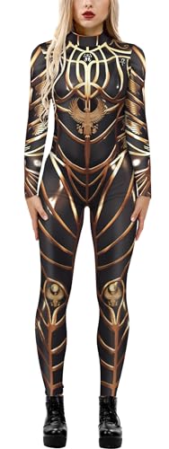 FEOYA Halloween Kostüm Damen Skelett Cosplay Catsuit Overall Bodysuit Knochen Anzug Karneval von FEOYA