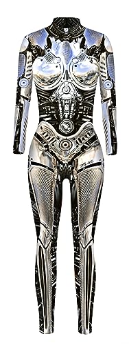 FEOYA Halloween Kostüm Damen Skelett Cosplay Catsuit Overall Knochen Anzug Karneval - L von FEOYA