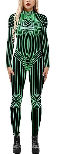 FEOYA Halloween Kostüm Damen Skelett Cosplay Catsuit Overall Knochen Anzug Karneval - L von FEOYA