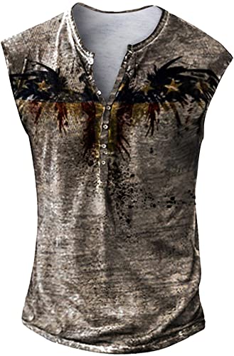 FEOYA Herren Distressed Henley Tankshirt Vintage Button Up Tank Tops Casual Ärmellose Henley-Shirt Leicht Unterhemd BX05 L von FEOYA