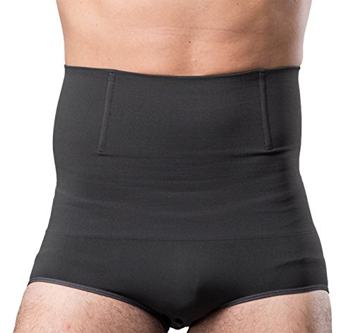 FEOYA Herren Hohe Taille Figurformende Unterwäsche Bauchweg Unterhose Funktionsunterwäsche Shapewear Slip Herren-Slip Baumwolle mit Modellierender Bauchbinde-Grau-L von FEOYA