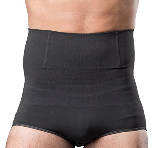FEOYA Herren Hohe Taille Figurformende Unterwäsche Bauchweg Unterhose Funktionsunterwäsche Shapewear Slip - Kompression im Bauchbereich - Grau XL von FEOYA