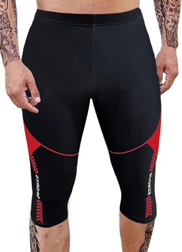 FEOYA Herren Jammers Lange Badehose Strand Surfen Fitness Training Schwimmhose Kompression Jammer für Männer und Jungen Eng Anliegend Badeanzug Schwimmen Jammer Rot XL von FEOYA