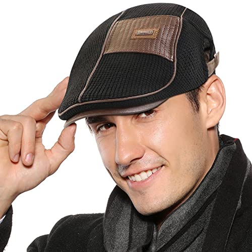 FEOYA Herren Schirmmütze Schiebermützen Flat Cap Baskenmütze Gatsby Newsboy Flatcap für Winter Barett Cap Mann Kappe Klassisch Barett Capaus von FEOYA