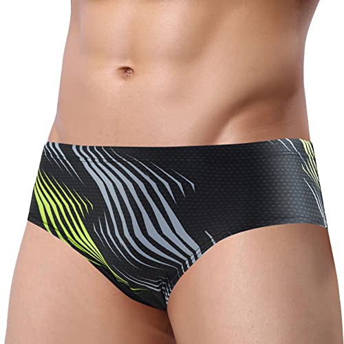 FEOYA Herren Schwimmhose Badehose Badeslip Kurz Jungen Badeshort UV Schutz Jungen Schwimmwear Tunnelzug Low Rise Brief Männer Unterwäsche von FEOYA