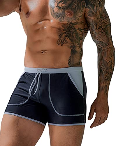 FEOYA Herren Sommer Badehose Männer Schwimmhose für Surfen Schnelltrockend Badeshorts für Wassersport Schwarz L von FEOYA