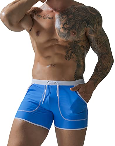 FEOYA Herren Sommer Badepants Männer Beachshorts für Surfen Kurz Badehose für Wassersport Hellblau XXL von FEOYA