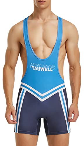 FEOYA Herren Wrestling Singuletts Athletic Supporters Gym Ärmellose Triathlon Powerlifting Kleidung Bequeme Atmungsaktive Einteilige Wrestling Singlet Workout Trikot A-Blau L von FEOYA