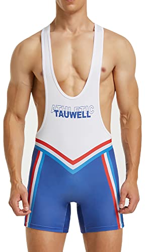 FEOYA Herren Wrestling Singuletts Bequem Einteilig Wrestling Singlet Gym Ärmellose Boxer Slips Workout Sport Bodysuit Aktives Training Wrestling Trikot Gewichtheben Jumpsuits A-Weiß L von FEOYA