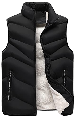 FEOYA Herrenmäntel Ärmellose Fleece gefütterte Weste Herren Winter Warmer Mantel Ärmellose Jacke Dicke Daunenjacke A2 M von FEOYA
