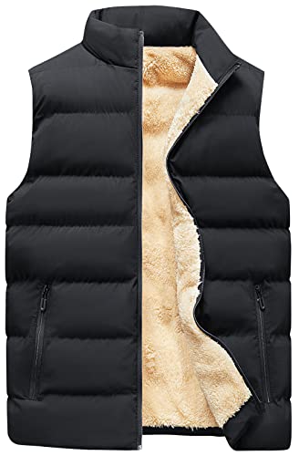 FEOYA Herrenmäntel Ärmellose Fleece gefütterte Weste Herren Winter Warmer Mantel Ärmellose Jacke Dicke Daunenjacke B1 4XL von FEOYA