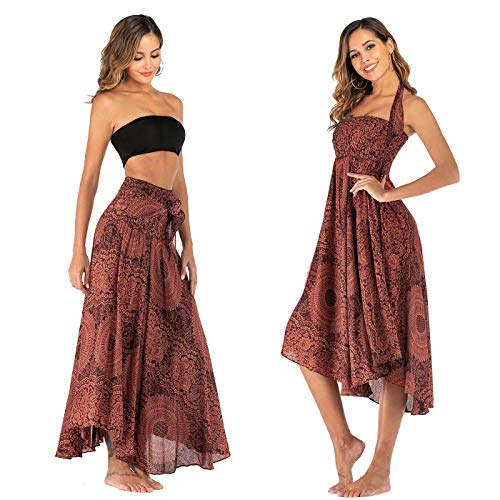 FEOYA Hippie Rock Blumen Rock Damen Lang Sommer Maxirock Damen Boho Hippie Sommerrock Damen Blumen Strandrock Damen Strandkleid Sommerrock Damen Lang Boho von FEOYA