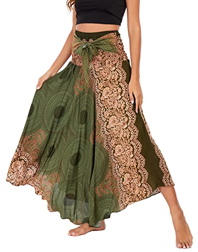 FEOYA Hippie Rock Blumen Rock Damen Lang Sommer Maxirock Damen Boho Hippie Sommerrock Damen Blumen Strandrock Damen Strandkleid Sommerrock Damen Lang Boho von FEOYA