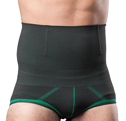 FEOYA Hohe Taille Figurformend Bauchweg Herren Unterwäsche Funktions Unterhose Body Shaper Underwear - Kompression im Bauchbereich - Grün L von FEOYA