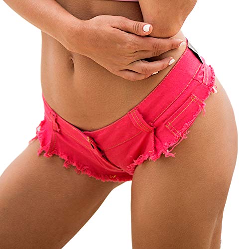 FEOYA Hotpants Damen Jeans Low Waist String Damen Sexy Clubwear Jeans Shorts Damen Sexy Kurz Hotpants Damen Jeans Sexy Hotpants Frauen Jeans Beachshort Strandshort L von FEOYA