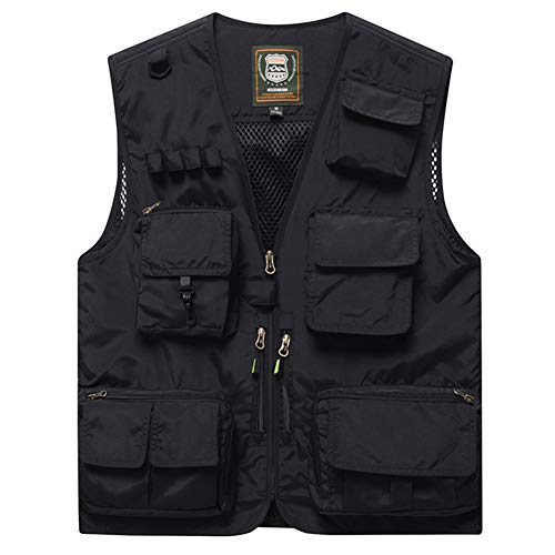 FEOYA Jagdweste Herren Outdoor-Weste Hundesport Vest Fishing Gilet Ranger Weste Softshell Weste Sport Weste für Jagd Angeln Camping-2XL-Schwarz von FEOYA