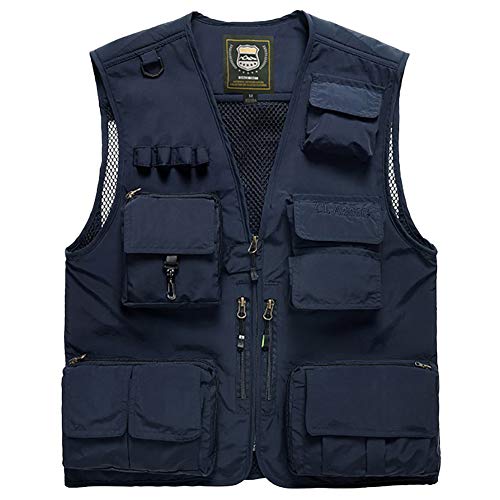 FEOYA Jagdweste Herren Outdoor-Weste Hundesport Vest Fishing Gilet Ranger Weste Softshell Weste Sport Weste für Jagd Angeln Camping-3XL-Dunkelblau von FEOYA